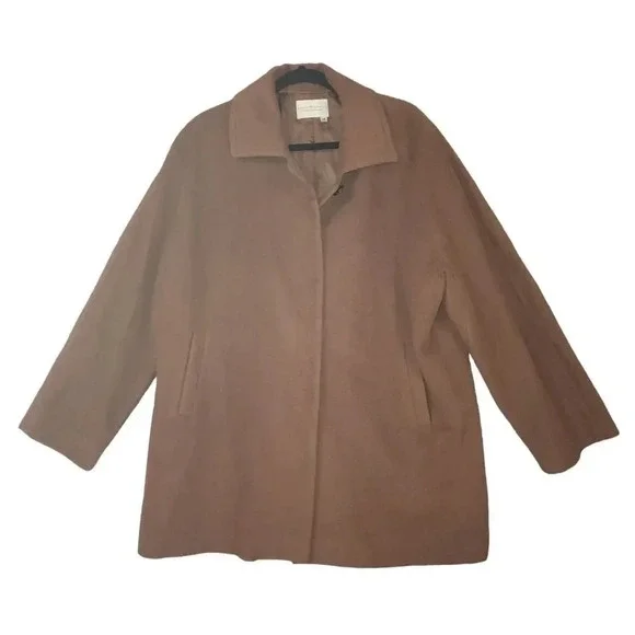 Marisa Minicucci Womens Brown Baby Alpaca Wool Long Sleeve Collared Coat Size 16 - Picture 1 of 12
